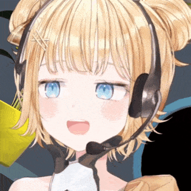 a close up of a girl wearing headphones with a microphone