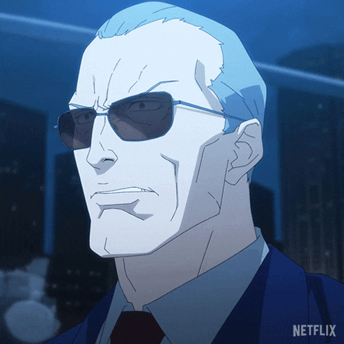 a cartoon of a man with sunglasses and a netflix logo on the bottom right