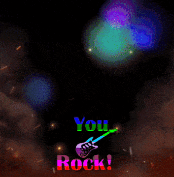 a sign that says " you rock " with a guitar on it