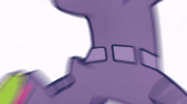 a cartoon character is running in a purple and blue swirl