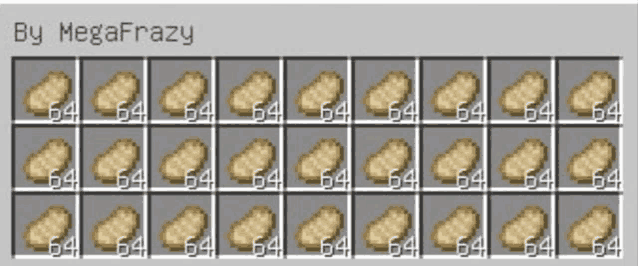 a bunch of potatoes are lined up in a grid in a game called minecraft