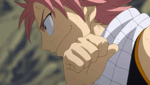 a close up of a person with pink hair
