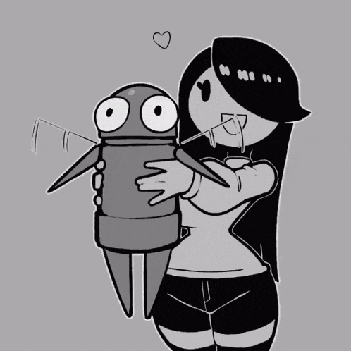 a black and white drawing of a girl hugging a robot with the word repo written on the bottom