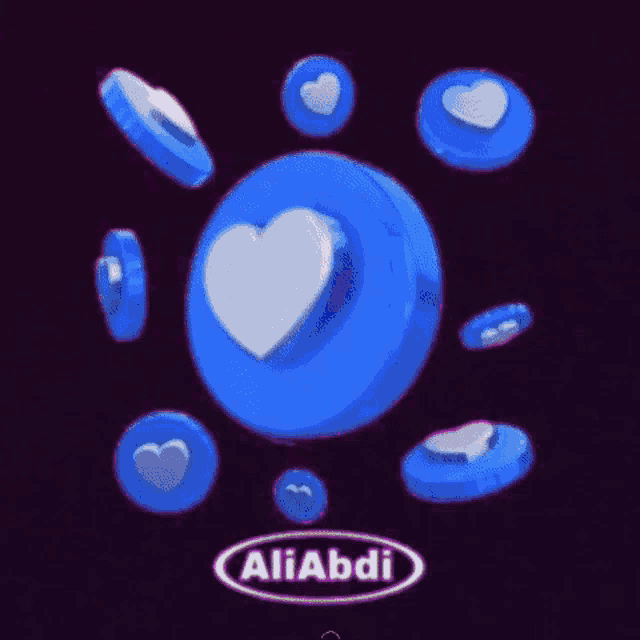a blue circle with a heart on it and the name aliabdi