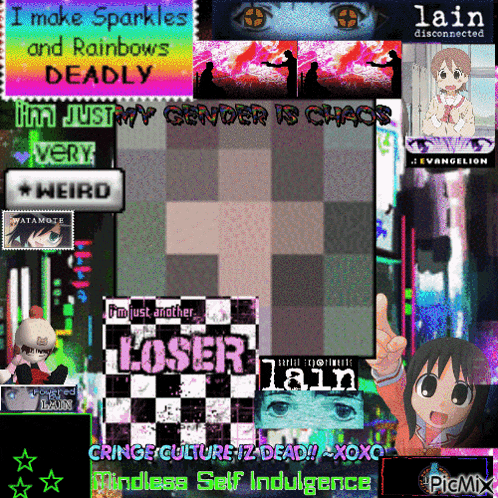 a collage of images with the words " i make sparkles and rainbows deadly "