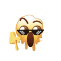 a yellow smiley face wearing sunglasses and making a face .