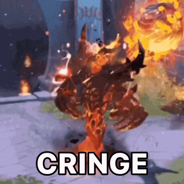 a picture of a monster with the word cringe on the bottom