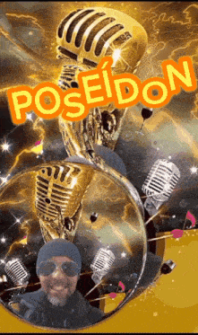 a poster for poseidon with a man in sunglasses