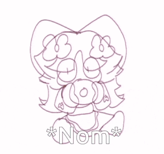 a drawing of a cat with the word nom written below it .