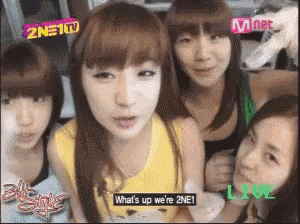 a group of young women are standing in front of a screen that says what 's up we 're 2net