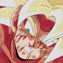 a close up of a cartoon character 's face with blood coming out of his eyes