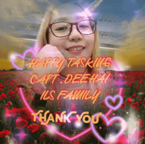 a picture of a girl with glasses and the words happy tasking capt. deehail ils family thank you