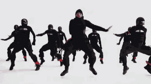 a group of ninjas are dancing in a white background