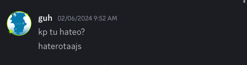 a screenshot of a text conversation between a person named guh and another person named kp tu hateo