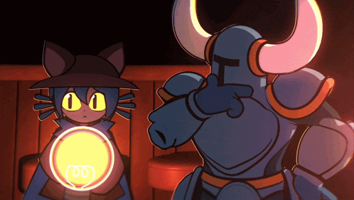 a cartoon illustration of a cat and a knight