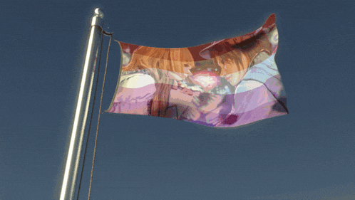 a flag with a picture of a woman on it