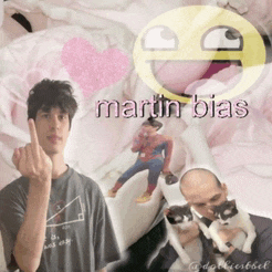 a man is giving the middle finger in front of a picture of martin bias