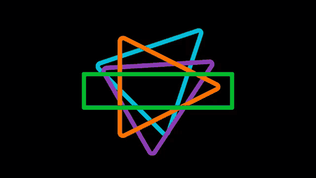 a black background with colorful triangles and a green line in the middle