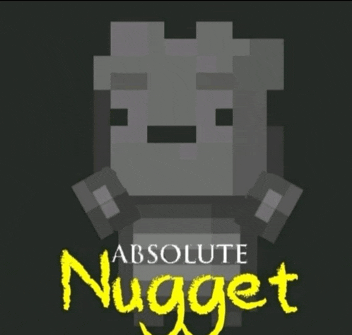 a poster for absolute nugget shows a pixel art character