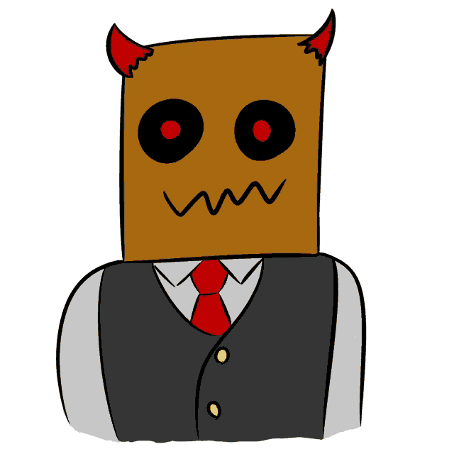 a cartoon drawing of a man with a paper bag on his head