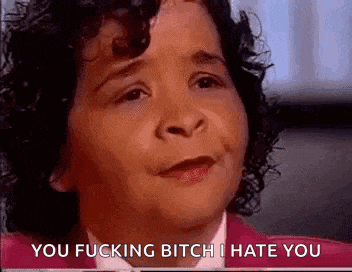 a little boy with curly hair is talking to someone and saying `` you fucking bitch i hate you '' .