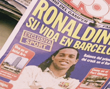 a newspaper with a picture of ronaldinho on the front