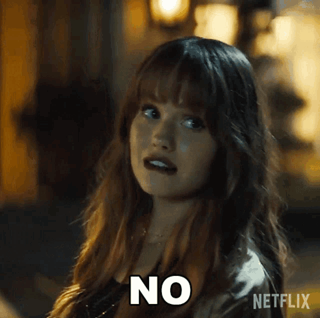 a woman says no in a netflix advertisement