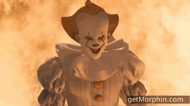 a picture of a clown with the website getmorphin.com on the bottom
