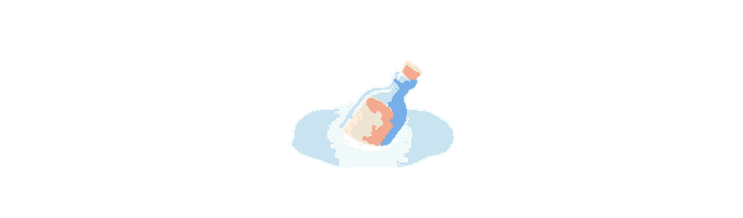 a bottle with a message in it is floating in a circle of water