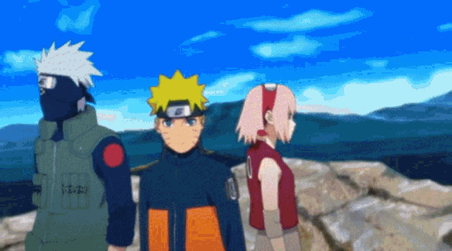 a group of anime characters are standing next to each other and one of them has the number 10 on his chest