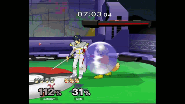 a screenshot of a video game shows a character with a sword and the time of 7:03