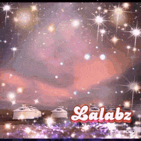 the word lalabz is on a purple background with stars