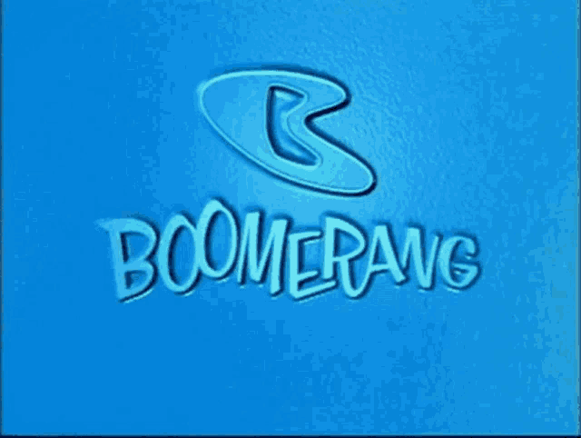 a blue background with the word boomerang in white letters