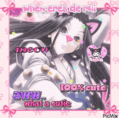 a picture of a girl with a cat ear and the words " when eres de rui "