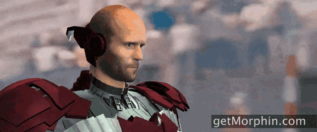 a picture of a man with headphones and the website getmorphin.com behind him