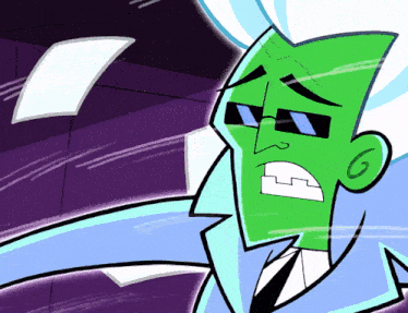 a cartoon drawing of a man with glasses and a g on his forehead