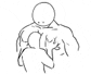 a black and white drawing of a man holding another man 's arm .