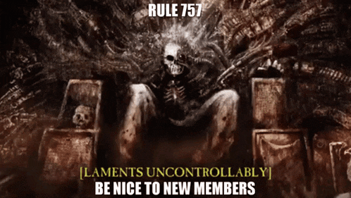 a poster with a skeleton sitting on a throne with the words rule 757