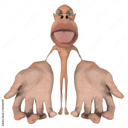 a 3d rendering of a cartoon character with a very long tongue sticking out