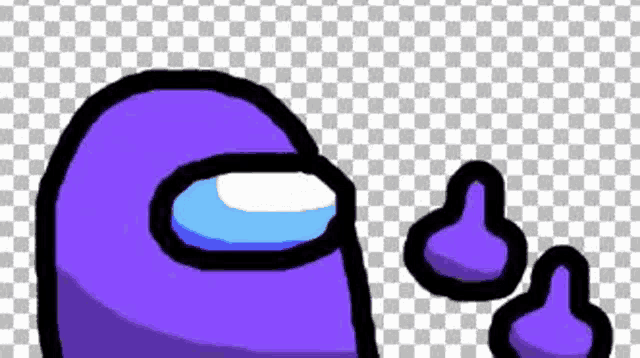 a purple among us character is giving a thumbs up .