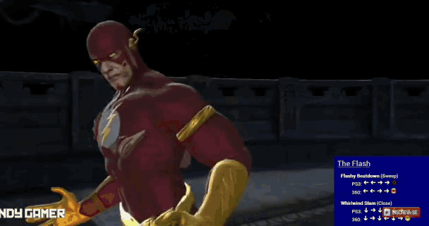 a video game screen shows a character named scorpion and says the flash