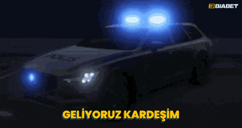 a picture of a police car with the words " geliyoruz kardesim " on the bottom