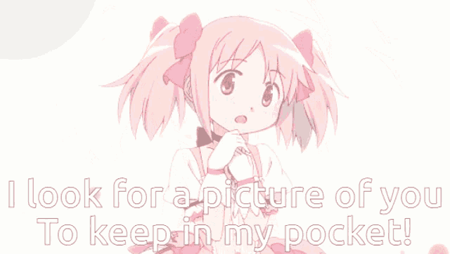 a picture of a girl with the words " look for a picture of you to keep in my pocket " below it