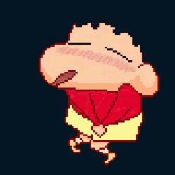 a pixel art of a cartoon character with a red shirt