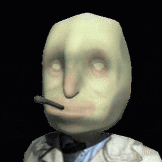 a cartoon character has a cigarette in his mouth and a bow tie
