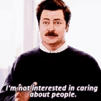 a man with a mustache is talking about caring about people .