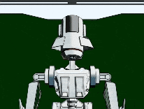 a 3d rendering of a robot holding a red object
