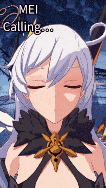 a girl with white hair says mei calling in a video game