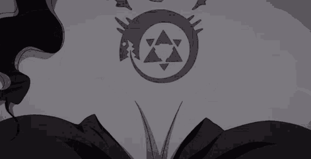 a drawing of a circle with triangles and a star in it