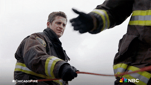 a nbc ad for chicago fire shows two firefighters